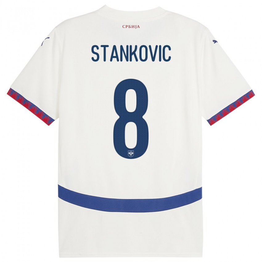 Niño Camiseta Serbia Nikola Stankovic #8 Blanco 2ª Equipación 24-26 La Camisa
