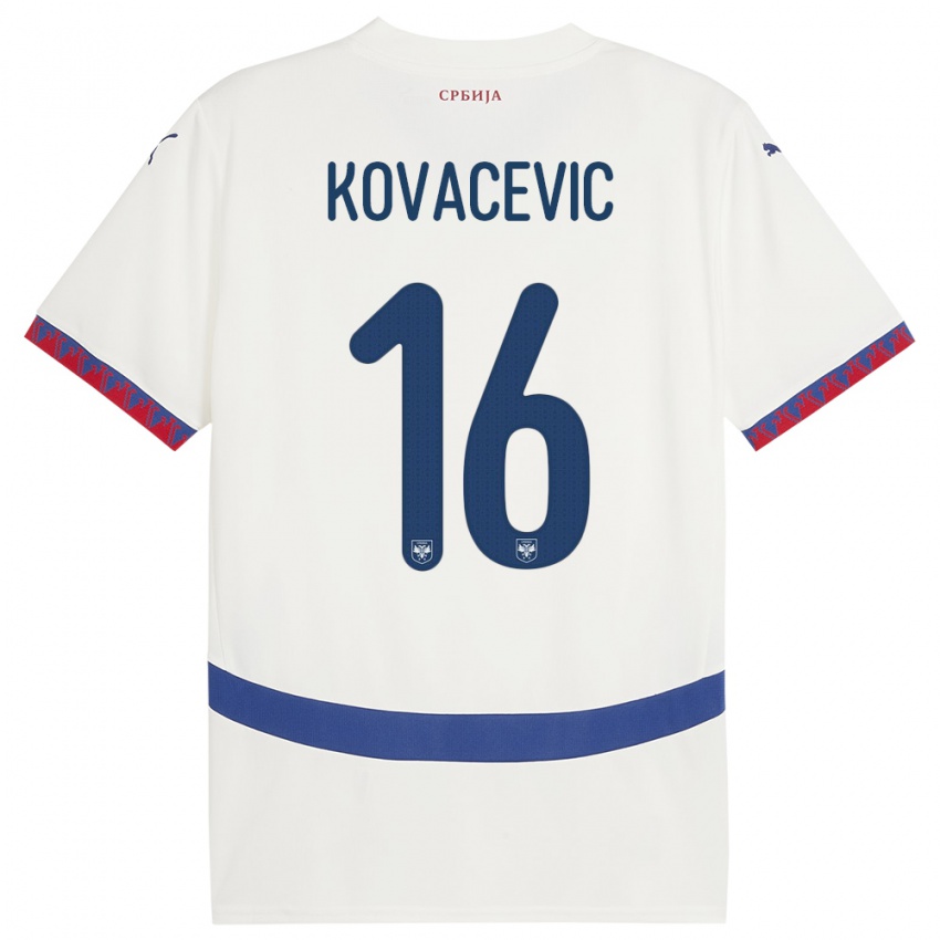 Niño Camiseta Serbia Bojan Kovacevic #16 Blanco 2ª Equipación 24-26 La Camisa