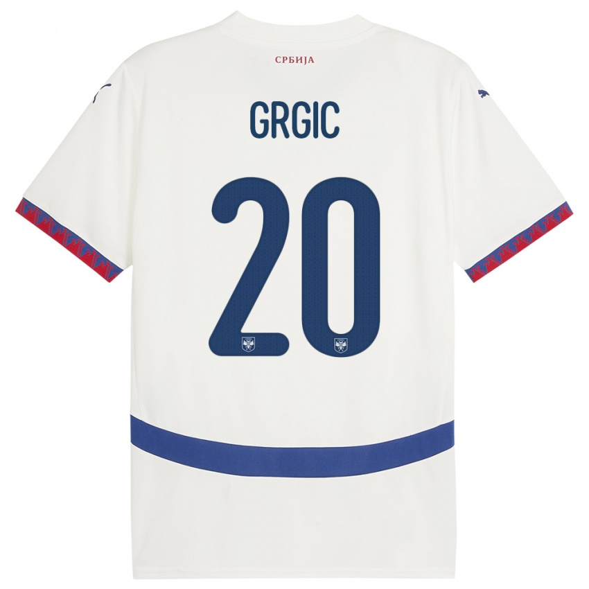 Niño Camiseta Serbia Dario Grgic #20 Blanco 2ª Equipación 24-26 La Camisa