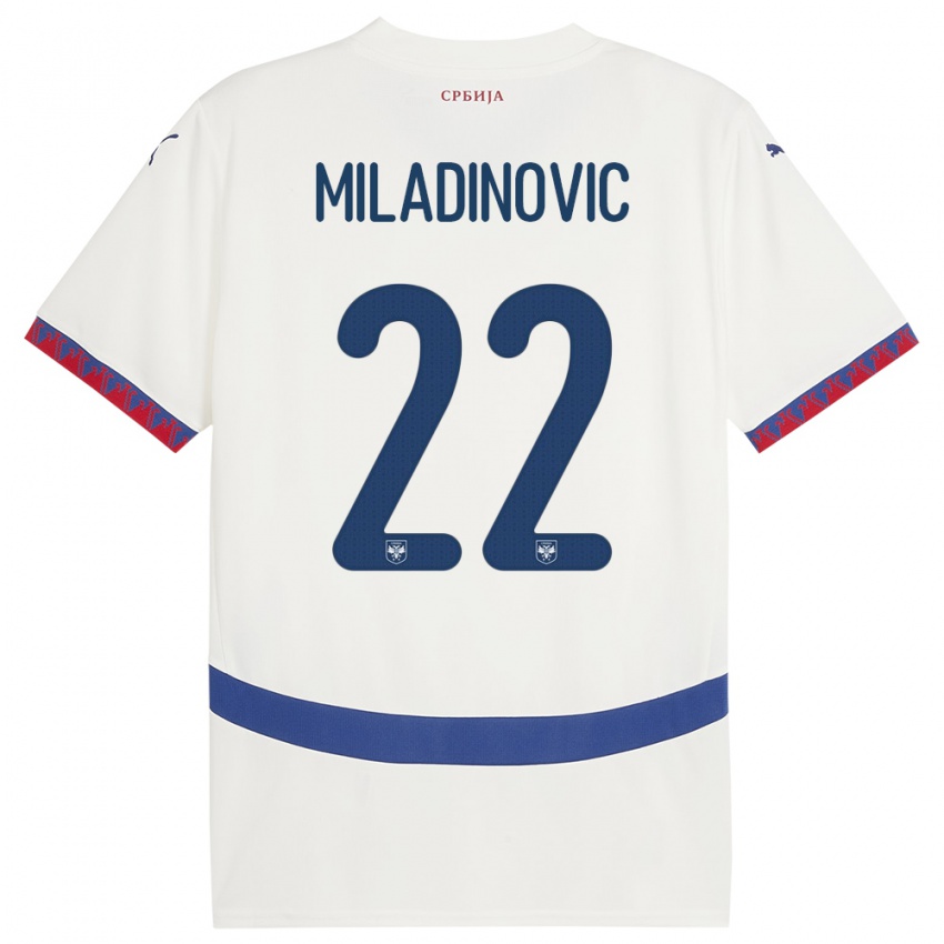 Niño Camiseta Serbia Igor Miladinovic #22 Blanco 2ª Equipación 24-26 La Camisa