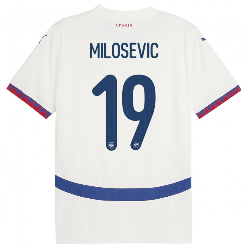 Niño Camiseta Serbia Jovan Milosevic #19 Blanco 2ª Equipación 24-26 La Camisa