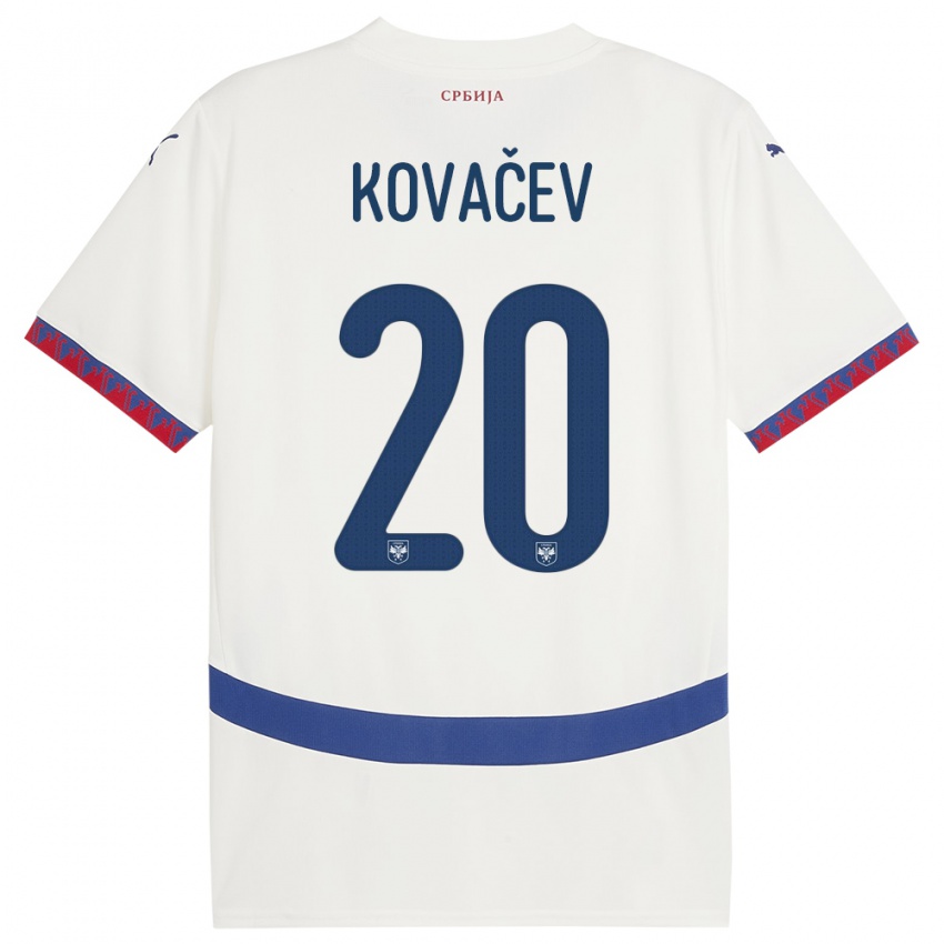 Niño Camiseta Serbia Milan Kovacev #20 Blanco 2ª Equipación 24-26 La Camisa