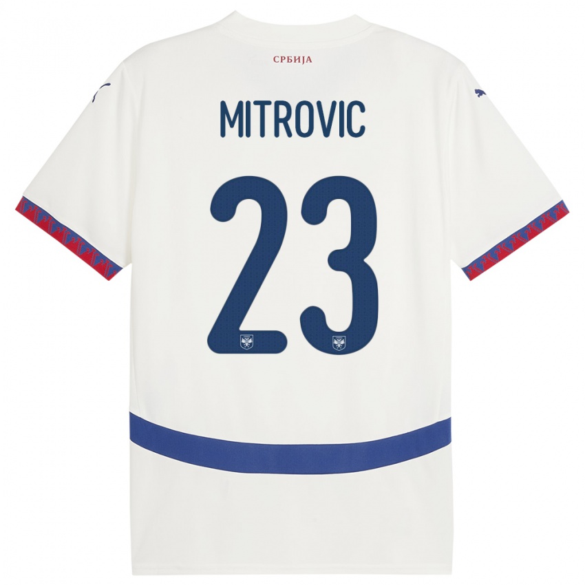 Niño Camiseta Serbia Vuk Mitrovic #23 Blanco 2ª Equipación 24-26 La Camisa