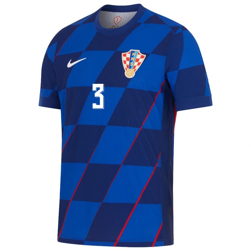 Niño Camiseta Croacia David Colina #3 Azul 2ª Equipación 24-26 La Camisa