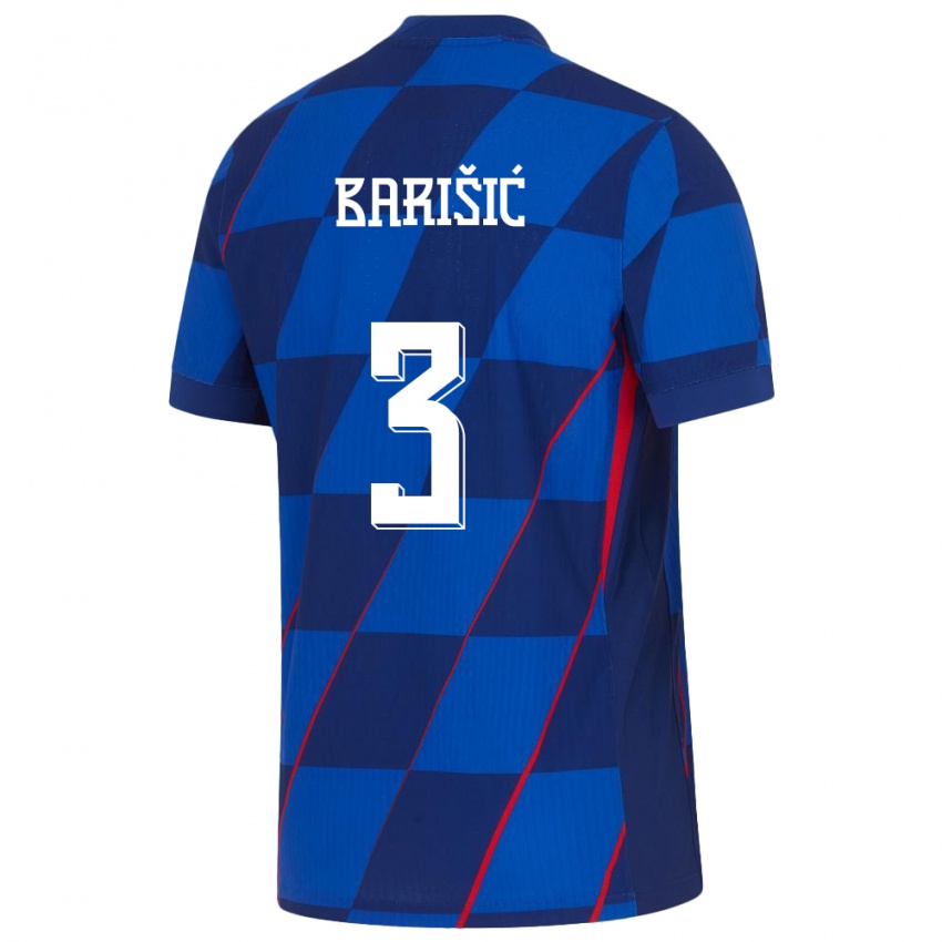 Niño Camiseta Croacia Borna Barisic #3 Azul 2ª Equipación 24-26 La Camisa
