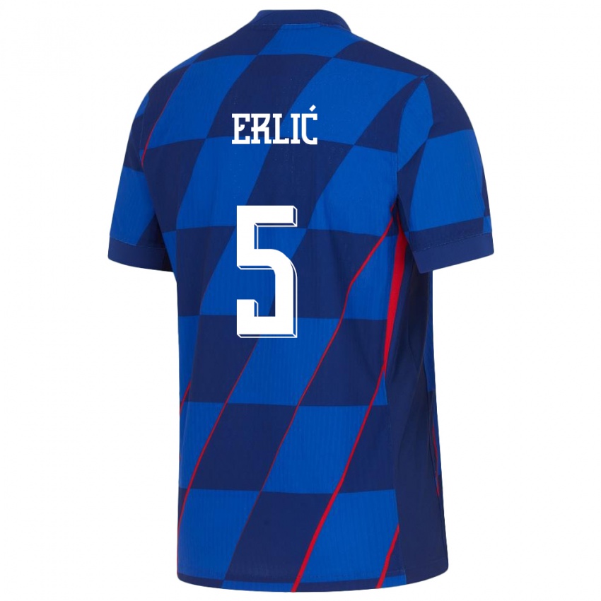 Niño Camiseta Croacia Martin Erlic #5 Azul 2ª Equipación 24-26 La Camisa