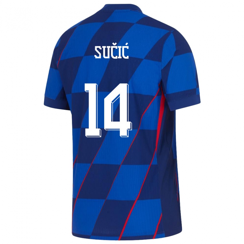Niño Camiseta Croacia Luka Sucic #14 Azul 2ª Equipación 24-26 La Camisa