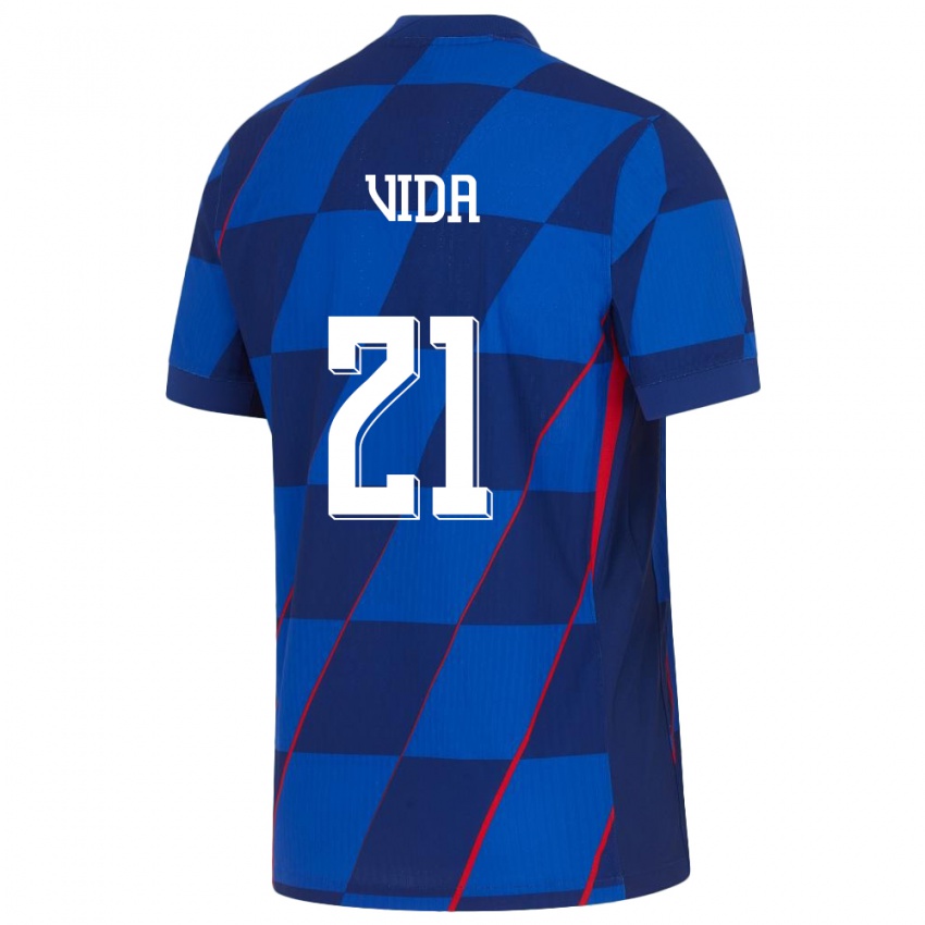 Niño Camiseta Croacia Domagoj Vida #21 Azul 2ª Equipación 24-26 La Camisa