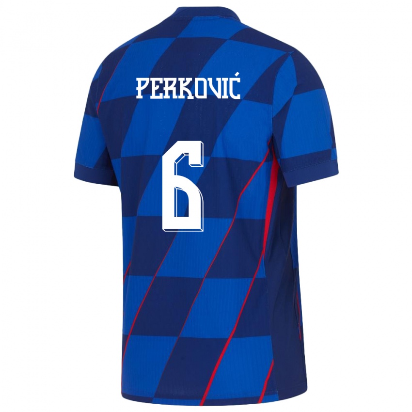 Niño Camiseta Croacia Mauro Perkovic #6 Azul 2ª Equipación 24-26 La Camisa
