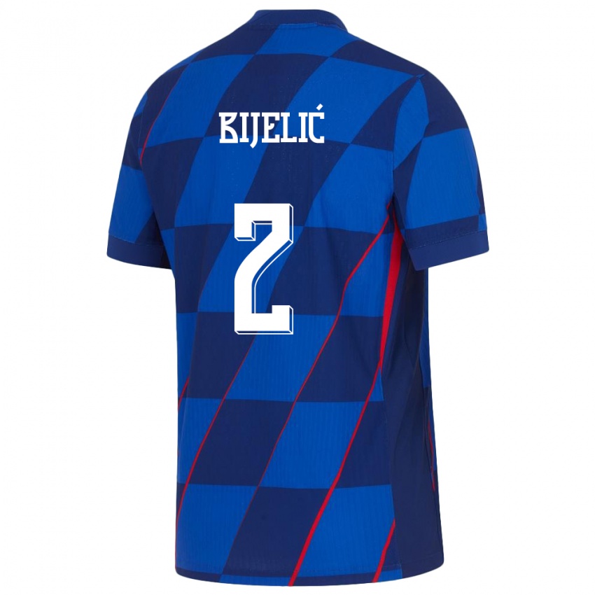 Niño Camiseta Croacia Dario Bijelic #2 Azul 2ª Equipación 24-26 La Camisa