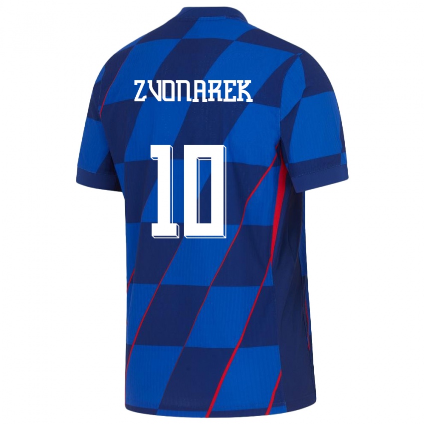 Niño Camiseta Croacia Lovro Zvonarek #10 Azul 2ª Equipación 24-26 La Camisa