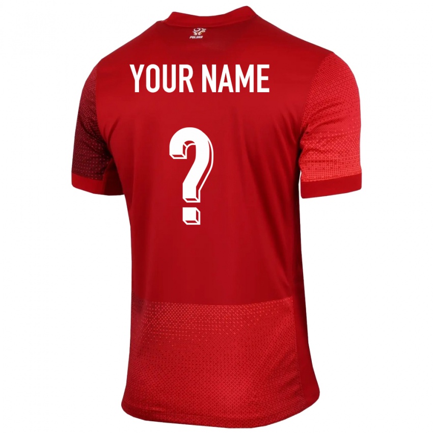 Niño Camiseta Polonia Su Nombre #0 Rojo 2ª Equipación 24-26 La Camisa