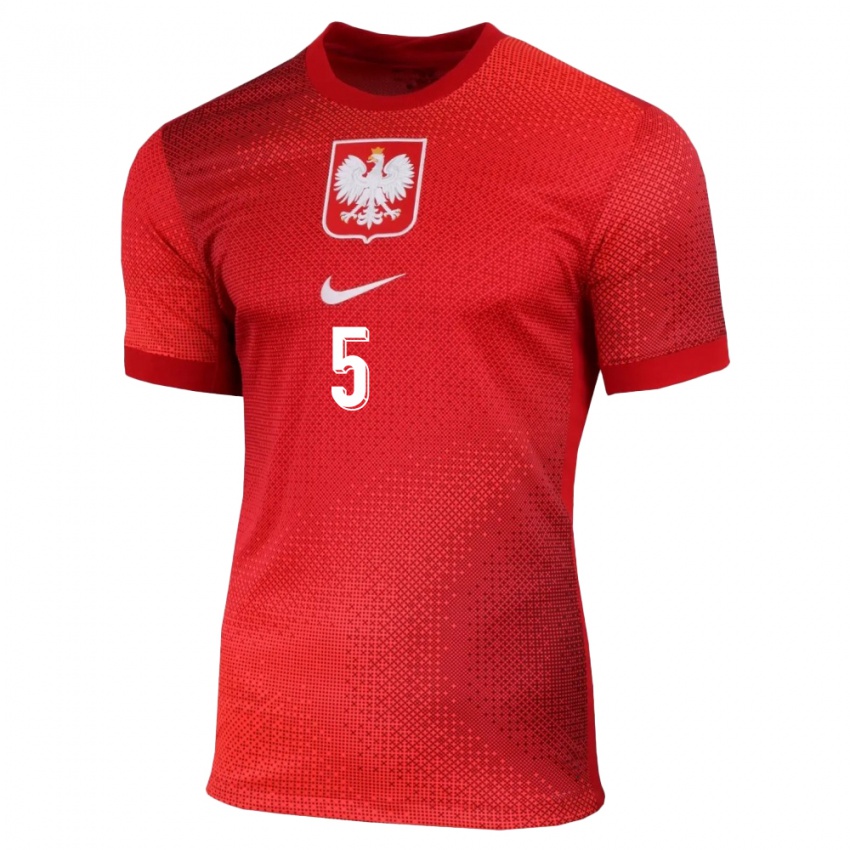 Niño Camiseta Polonia Michal Gurgul #5 Rojo 2ª Equipación 24-26 La Camisa