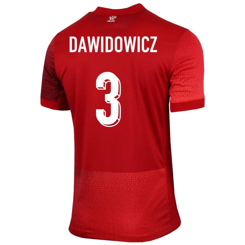 Niño Camiseta Polonia Pawel Dawidowicz #3 Rojo 2ª Equipación 24-26 La Camisa