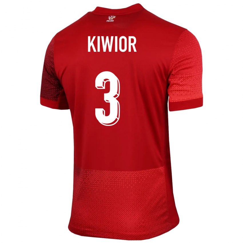 Niño Camiseta Polonia Jakub Kiwior #3 Rojo 2ª Equipación 24-26 La Camisa