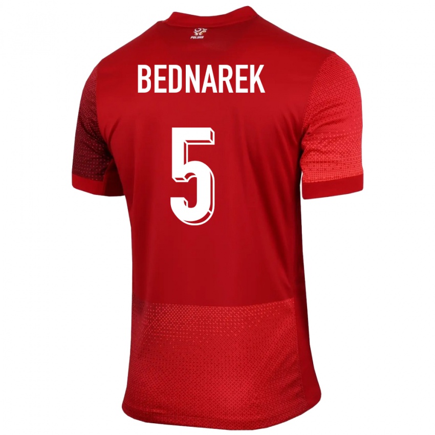 Niño Camiseta Polonia Jan Bednarek #5 Rojo 2ª Equipación 24-26 La Camisa