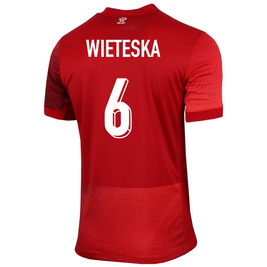 Niño Camiseta Polonia Mateusz Wieteska #6 Rojo 2ª Equipación 24-26 La Camisa