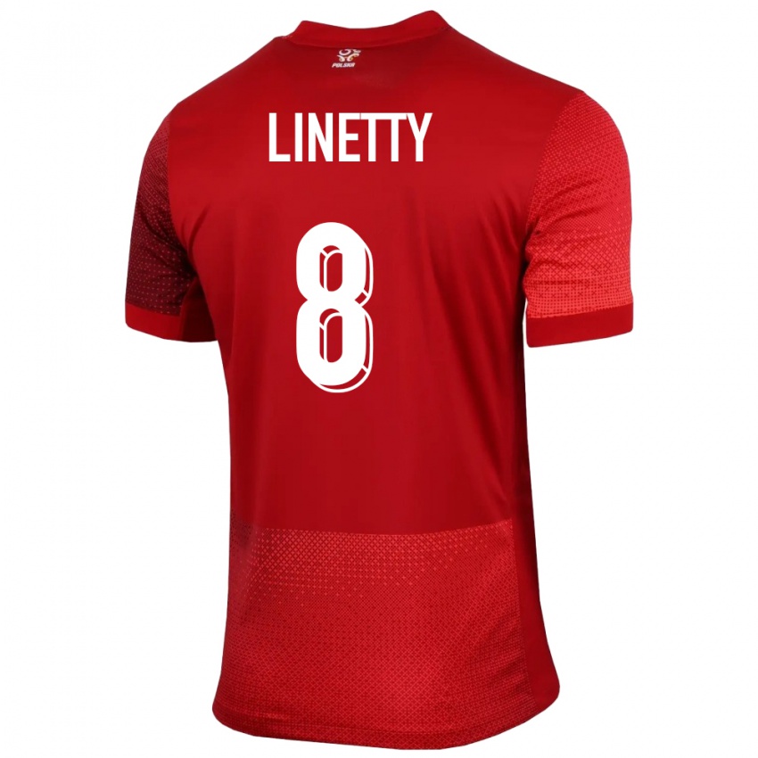 Niño Camiseta Polonia Karol Linetty #8 Rojo 2ª Equipación 24-26 La Camisa