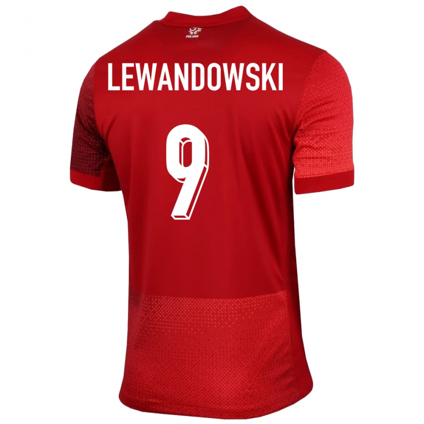 Niño Camiseta Polonia Robert Lewandowski #9 Rojo 2ª Equipación 24-26 La Camisa