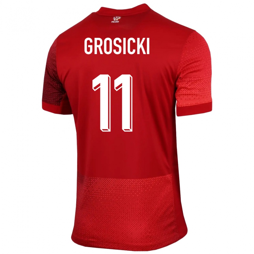 Niño Camiseta Polonia Kamil Grosicki #11 Rojo 2ª Equipación 24-26 La Camisa