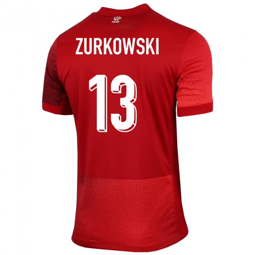 Niño Camiseta Polonia Szymon Zurkowski #13 Rojo 2ª Equipación 24-26 La Camisa