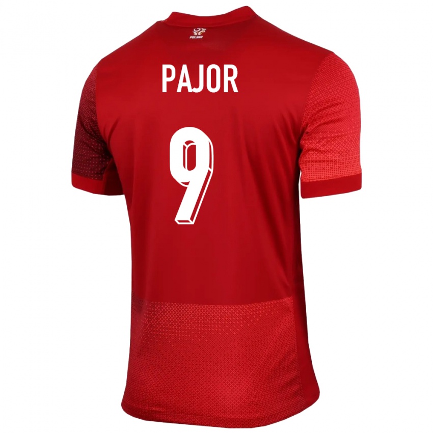 Niño Camiseta Polonia Ewa Pajor #9 Rojo 2ª Equipación 24-26 La Camisa