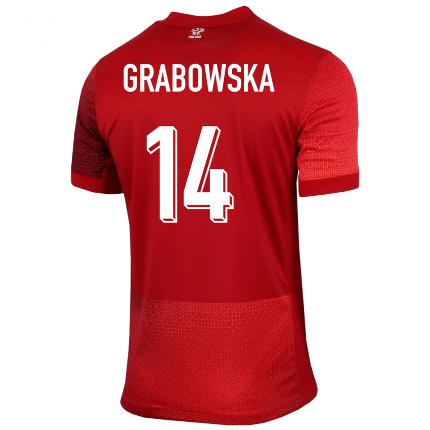 Niño Camiseta Polonia Dominika Grabowska #14 Rojo 2ª Equipación 24-26 La Camisa