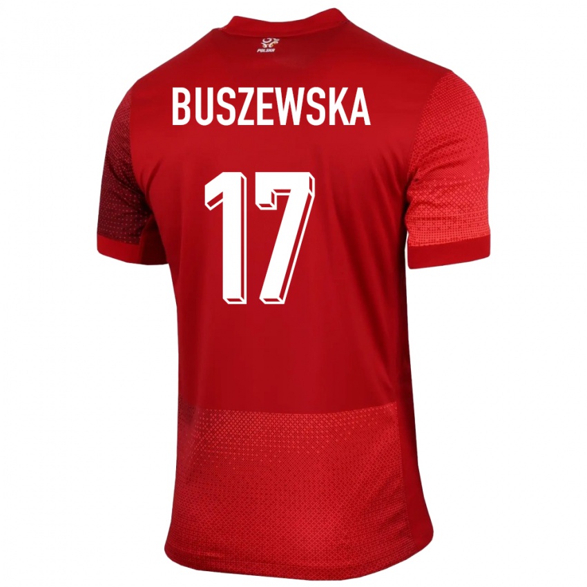Niño Camiseta Polonia Zofia Buszewska #17 Rojo 2ª Equipación 24-26 La Camisa