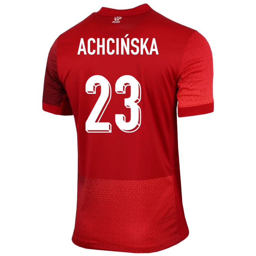 Niño Camiseta Polonia Adriana Achcinska #23 Rojo 2ª Equipación 24-26 La Camisa