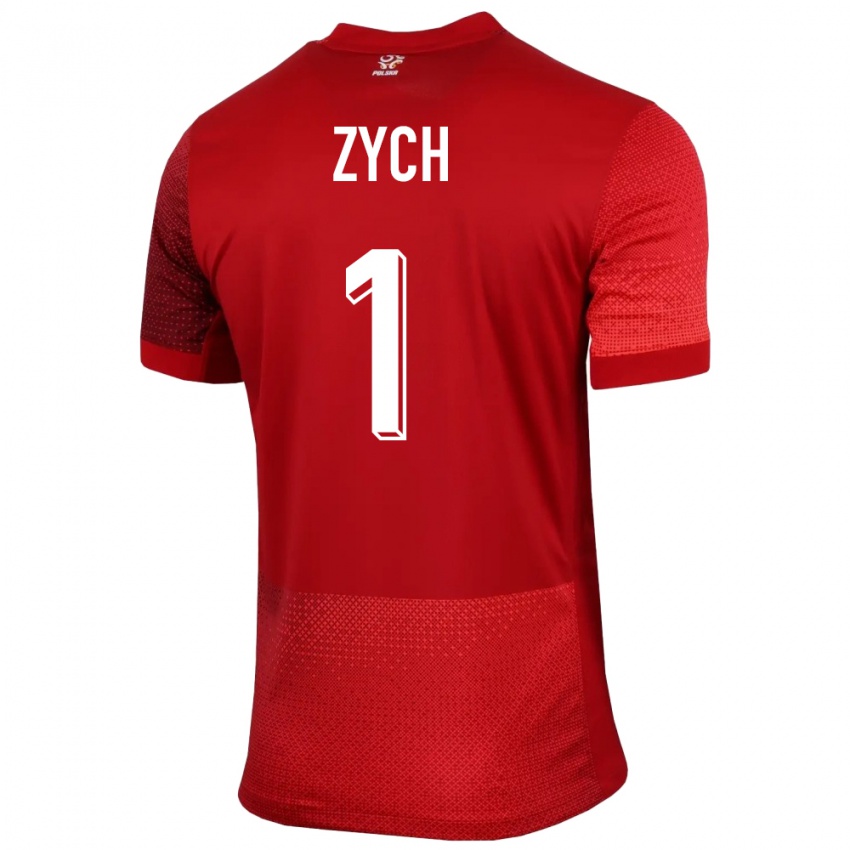 Niño Camiseta Polonia Oliwier Zych #1 Rojo 2ª Equipación 24-26 La Camisa