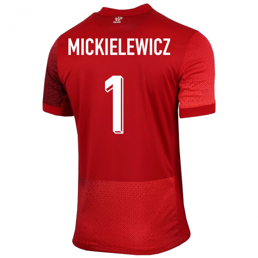 Niño Camiseta Polonia Aleksander Mickielewicz #1 Rojo 2ª Equipación 24-26 La Camisa