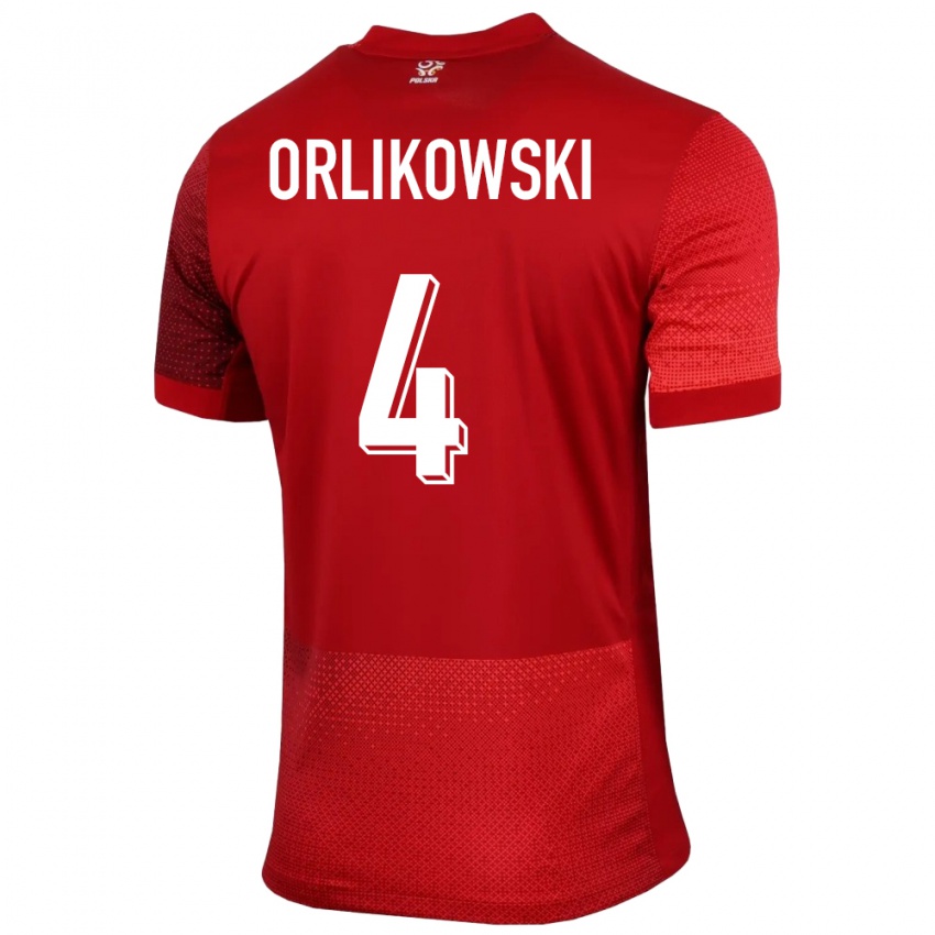 Niño Camiseta Polonia Igor Orlikowski #4 Rojo 2ª Equipación 24-26 La Camisa