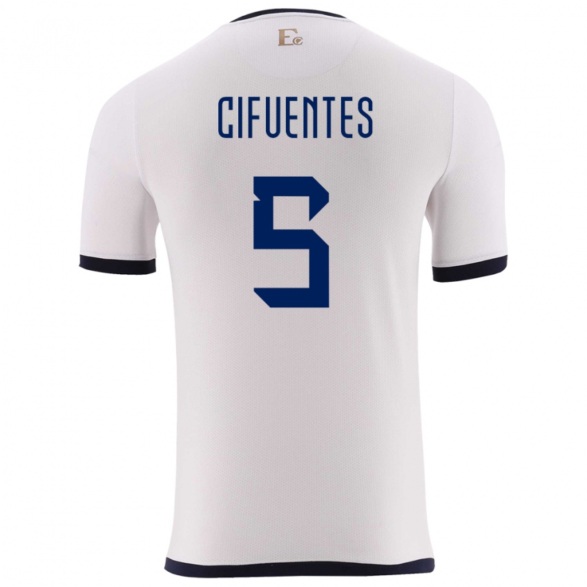 Niño Camiseta Ecuador Jose Cifuentes #5 Blanco 2ª Equipación 24-26 La Camisa