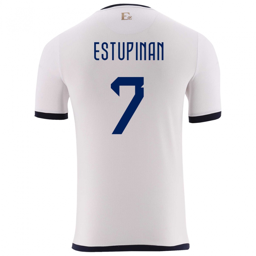 Niño Camiseta Ecuador Pervis Estupinan #7 Blanco 2ª Equipación 24-26 La Camisa