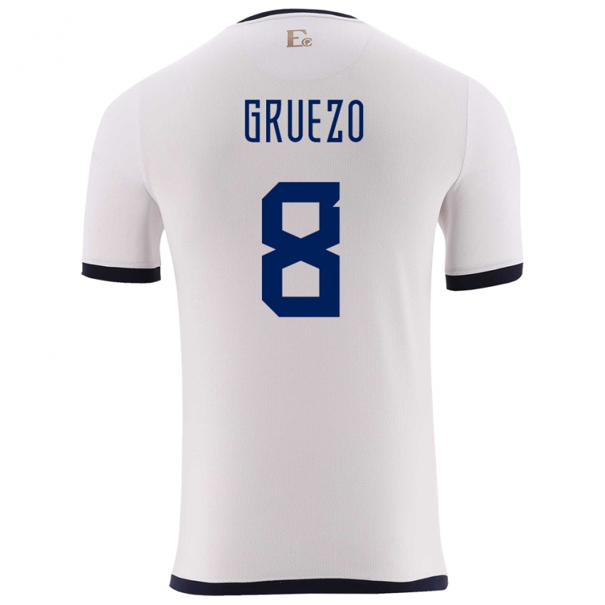 Niño Camiseta Ecuador Carlos Gruezo #8 Blanco 2ª Equipación 24-26 La Camisa
