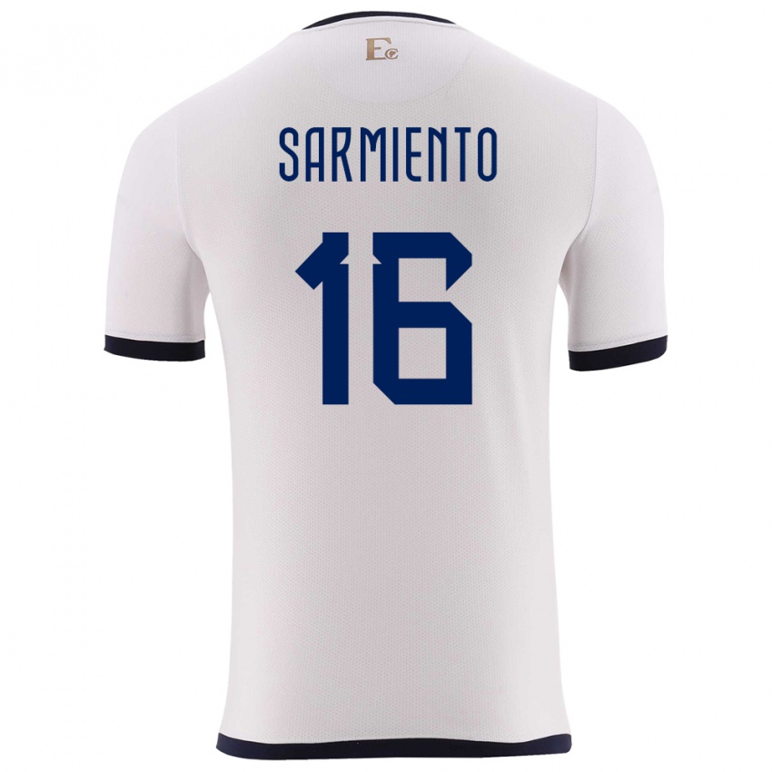 Niño Camiseta Ecuador Jeremy Sarmiento #16 Blanco 2ª Equipación 24-26 La Camisa