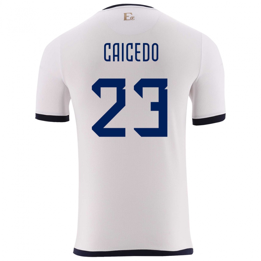 Niño Camiseta Ecuador Moises Caicedo #23 Blanco 2ª Equipación 24-26 La Camisa