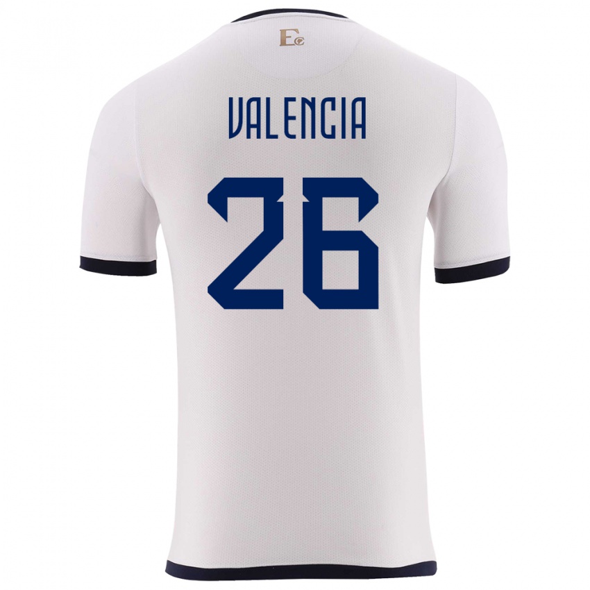 Niño Camiseta Ecuador Anthony Valencia #26 Blanco 2ª Equipación 24-26 La Camisa