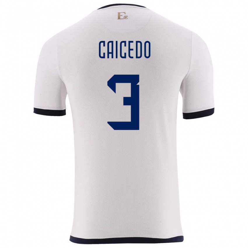 Niño Camiseta Ecuador Jessy Caicedo #3 Blanco 2ª Equipación 24-26 La Camisa