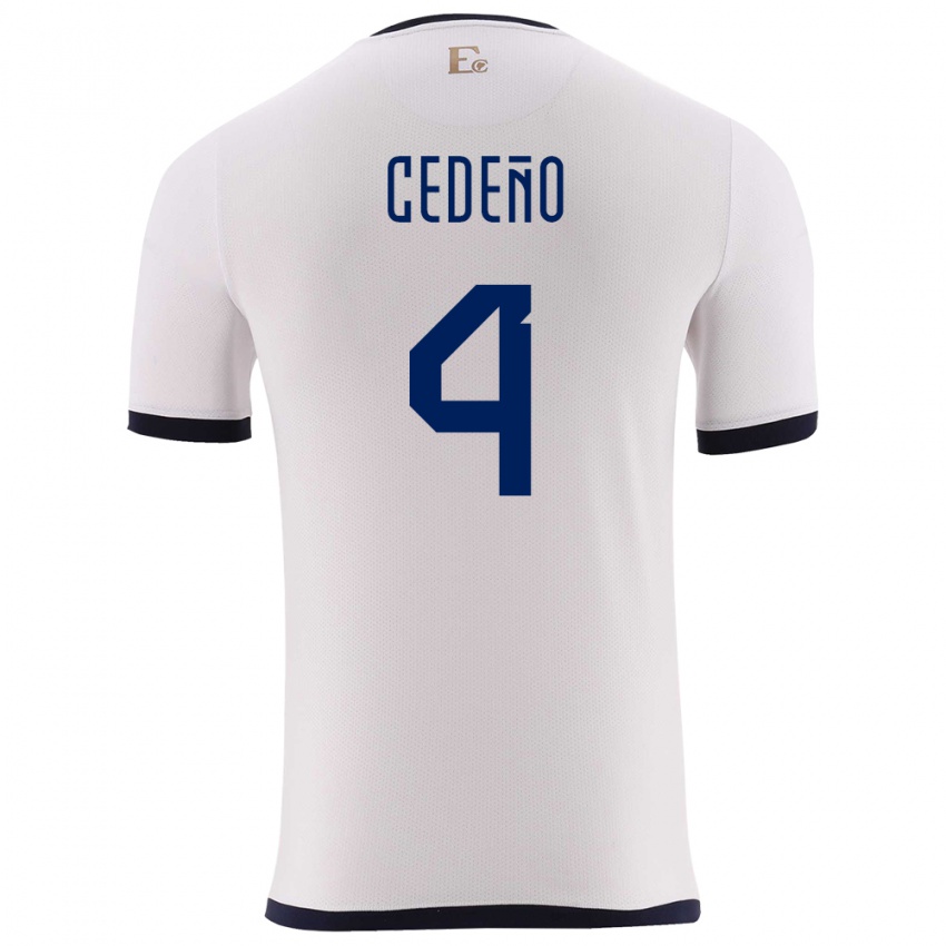 Niño Camiseta Ecuador Stefany Cedeno #4 Blanco 2ª Equipación 24-26 La Camisa
