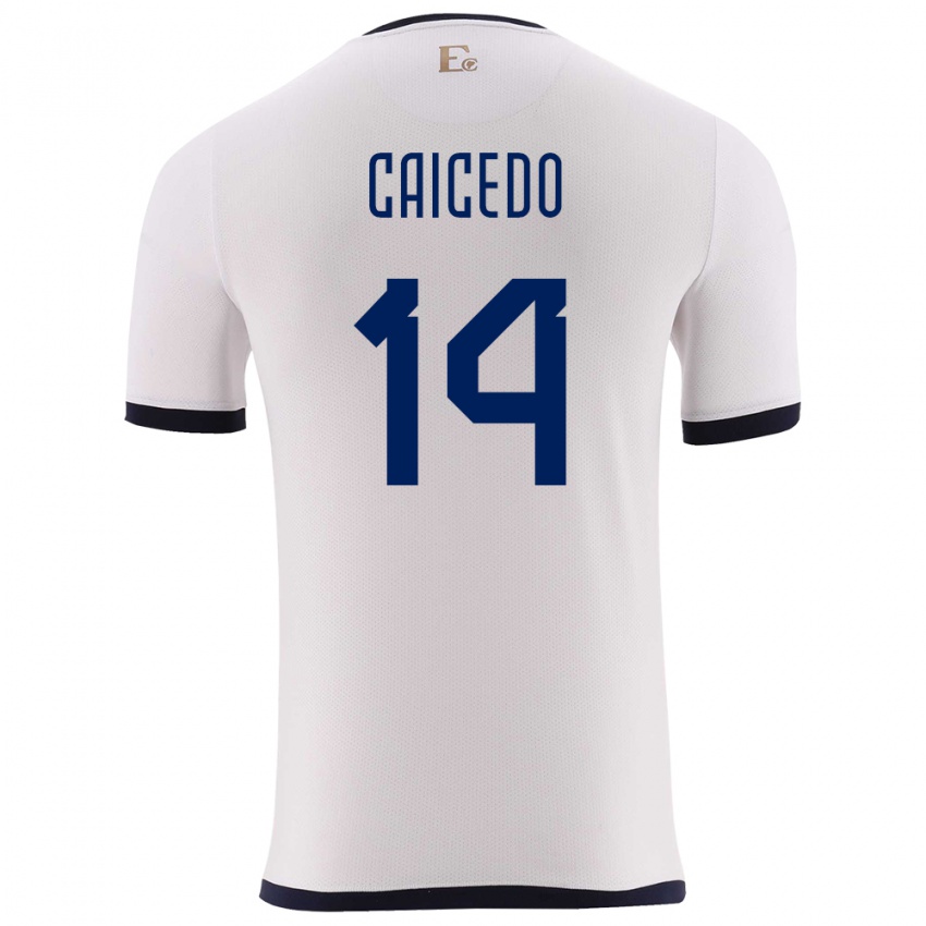 Niño Camiseta Ecuador Carina Caicedo #14 Blanco 2ª Equipación 24-26 La Camisa