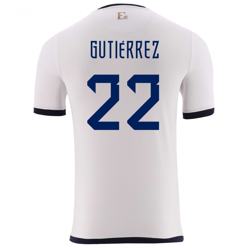Niño Camiseta Ecuador Melanie Gutierrez #22 Blanco 2ª Equipación 24-26 La Camisa