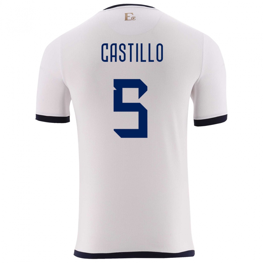 Niño Camiseta Ecuador Denil Castillo #5 Blanco 2ª Equipación 24-26 La Camisa