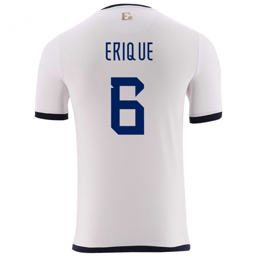 Niño Camiseta Ecuador Yeltzin Erique #6 Blanco 2ª Equipación 24-26 La Camisa