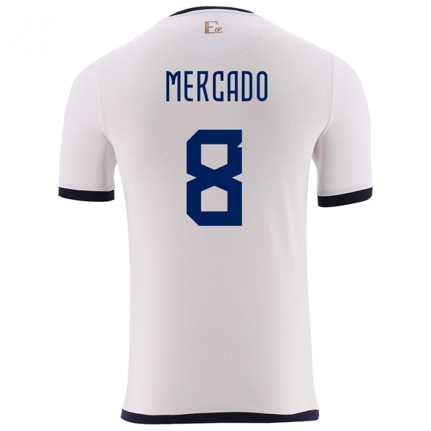 Niño Camiseta Ecuador Patrik Mercado #8 Blanco 2ª Equipación 24-26 La Camisa