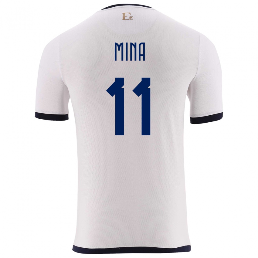 Niño Camiseta Ecuador Ariel Mina #11 Blanco 2ª Equipación 24-26 La Camisa