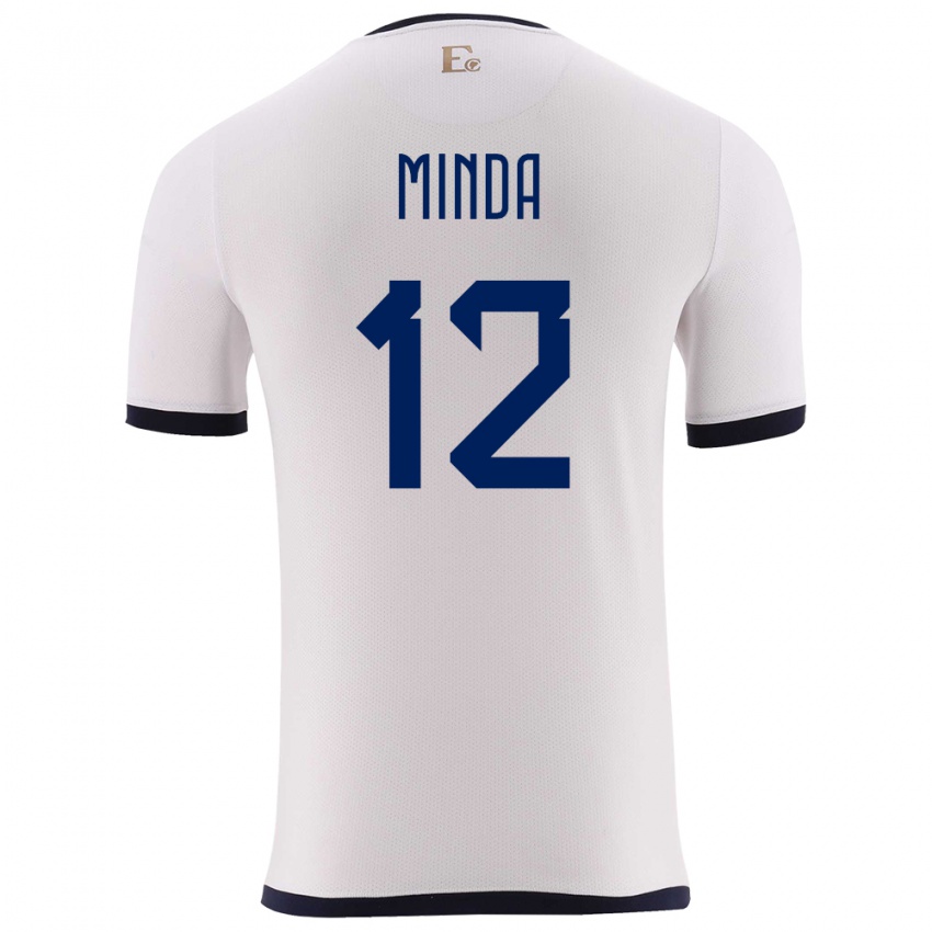 Niño Camiseta Ecuador Ethan Minda #12 Blanco 2ª Equipación 24-26 La Camisa