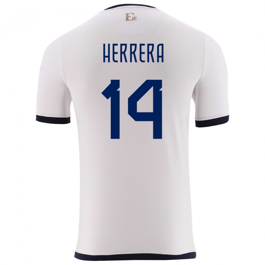 Niño Camiseta Ecuador Orlando Herrera #14 Blanco 2ª Equipación 24-26 La Camisa