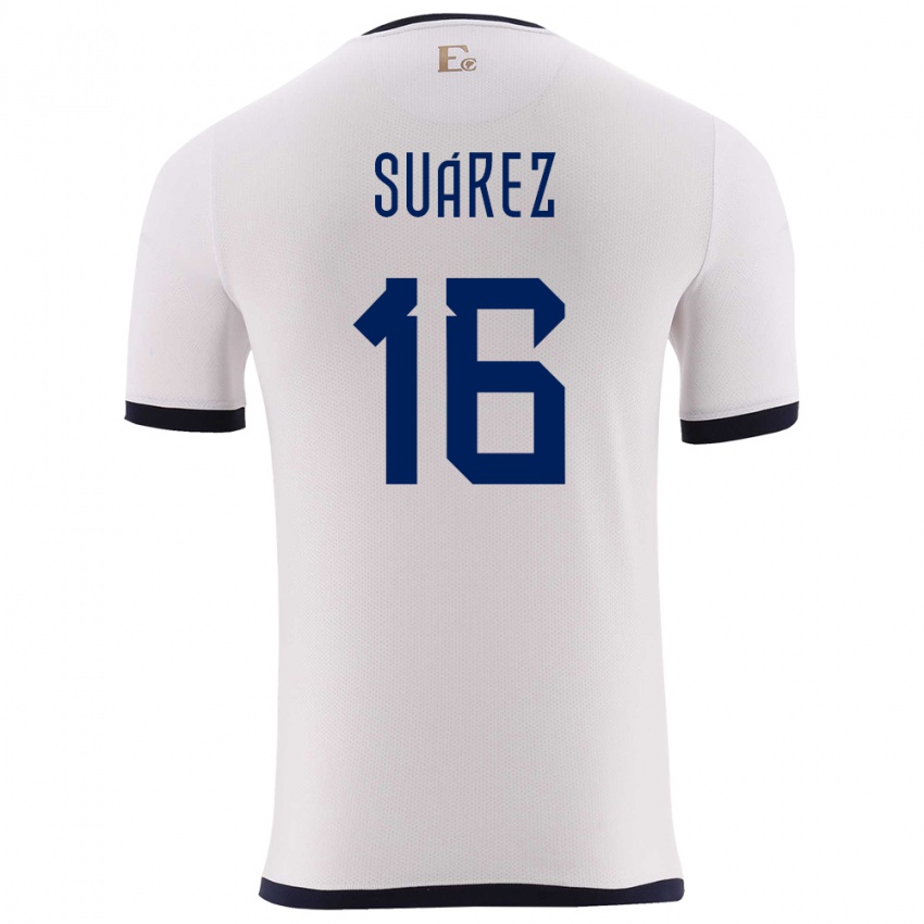 Niño Camiseta Ecuador Ariel Suarez #16 Blanco 2ª Equipación 24-26 La Camisa