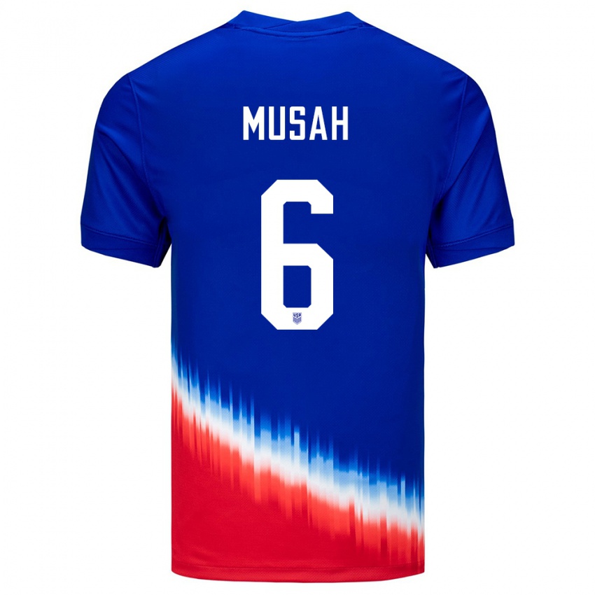 Niño Camiseta Estados Unidos Yunus Musah #6 Azul 2ª Equipación 24-26 La Camisa